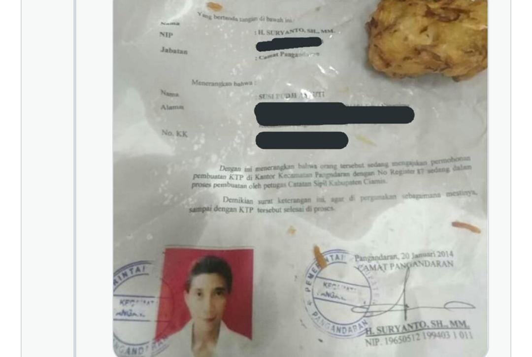 Surat Kependudukan Eks Menteri Susi Pujiastuti Jadi Bungkus Gorengan, Ini Respon Kemendagri