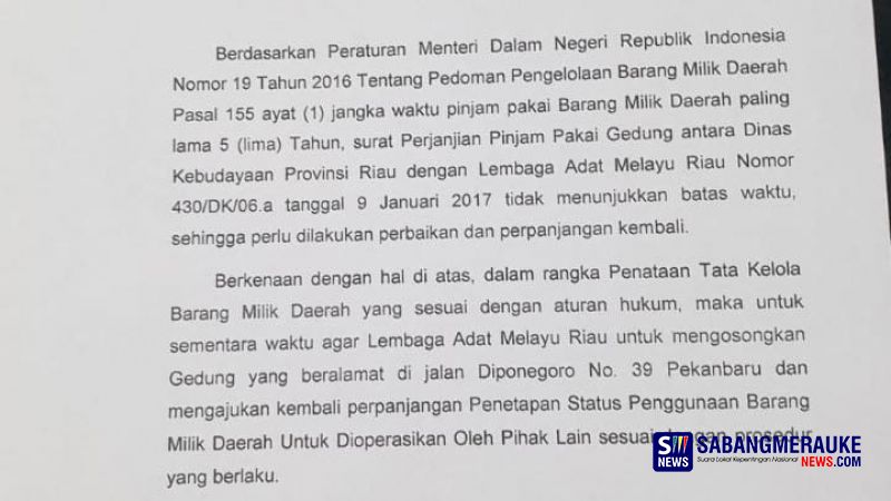 Memanas! Pemprov Perintahkan LAM Riau Kosongkan Gedung Balai Adat Melayu!