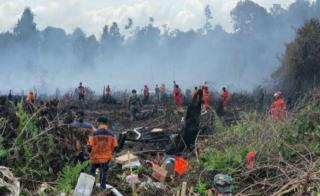 Karhutla di Rokan Hulu, Petugas Padamkan Api Pakai Daun dan Kayu