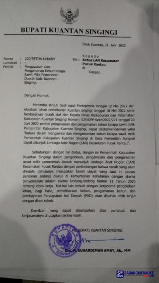 Kebun Pemkab Kuansing di Kawasan Hutan Lindung akan Dikelola LAN, Jan Fredy: Sebaiknya Dikelola Masyarakat Adat Setempat!