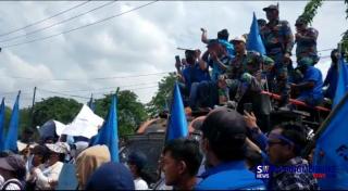 Geruduk Kantor Bupati Rohil, Massa Buruh SPTI Kubu Fuad Terobos Barikade Satpol PP