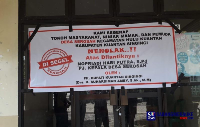 Belum 24 Jam Dilantik Bupati Kuansing, Kantor Kepala Desa Serosah Disegel Warga