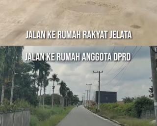 Viral Video Perbandingan Jalan Rakyat Biasa dan Pejabat di Kampar, Warganet: Jadilah Menantu Pejabat Biar Jalan Rumahnya Diaspal