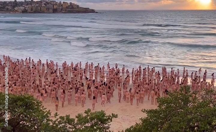 Kampanyekan Kesadaran Kanker Kulit, 2.500 Orang Telanjang di Pantai Bondi Australia