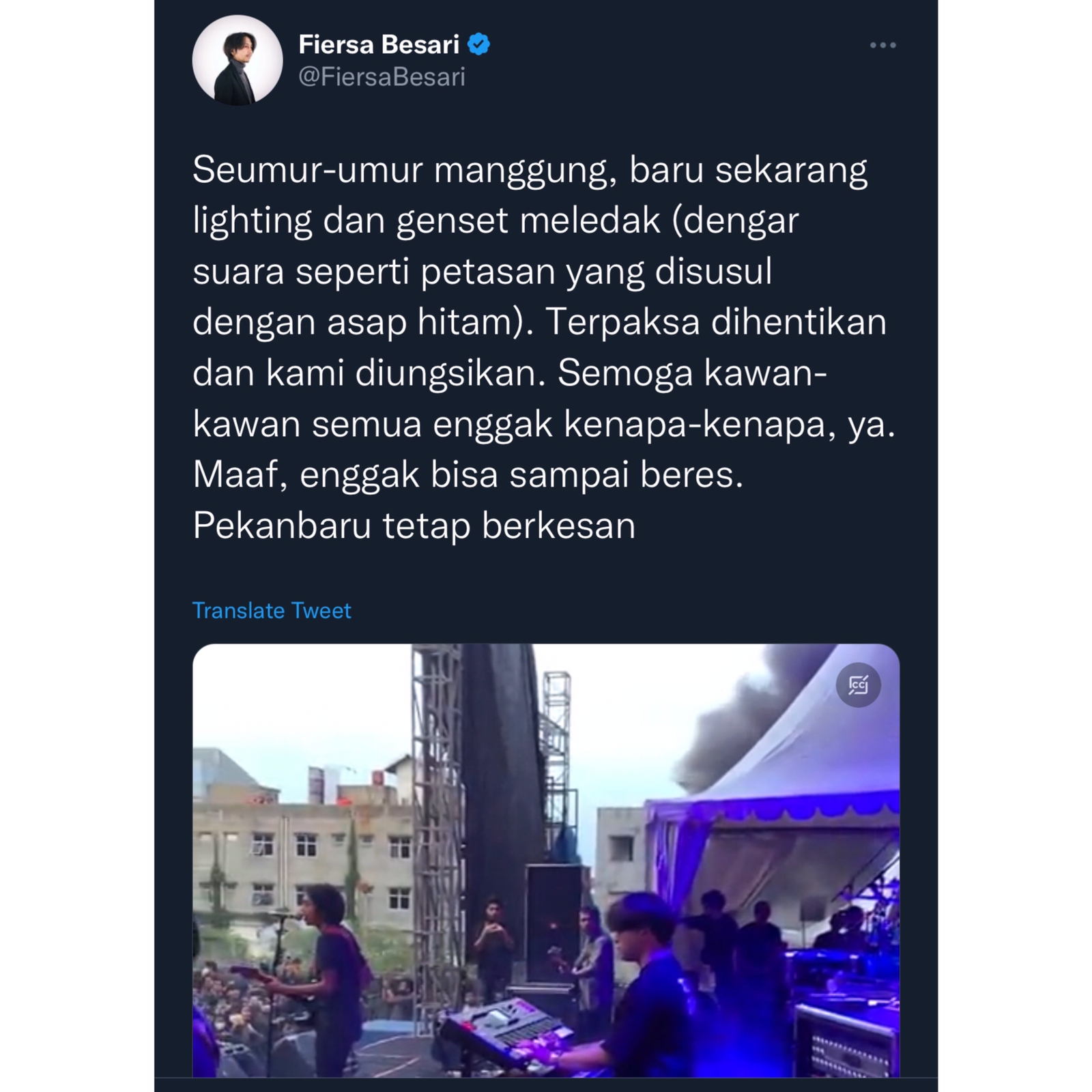 Tampil di Pekanbaru, Fiersa Bersari Ceritakan Momen Genset dan Lampu Meledak di Atas Panggung