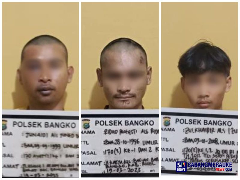 Tikam Anggota Polisi Polsek Bangko, Tiga Pemuda di Rokan Hilir Diamankan