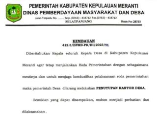 Tanpa Solusi, Pemkab Kepulauan Meranti Larang Aksi Kades Tutup Kantor Desa karena ADD Tak Kunjung Cair