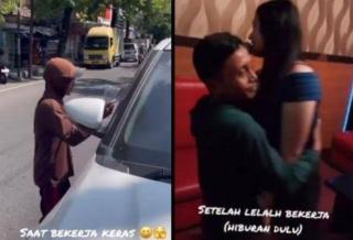 Siang Minta-minta di Jalan, Pengemis Ini Terciduk Peluk-peluk Wanita Pemandu Lagu Karaoke