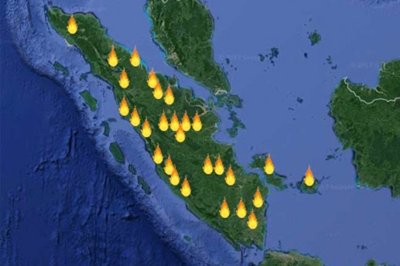Titik Panas di Sumatera Meningkat, Berikut Wilayah Penyebarannya