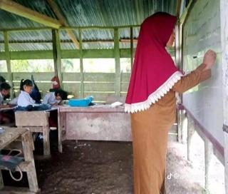 Penjelasan Kadis Pendidikan Rokan Hilir Usai Viral di TikTok Bangunan SD Negeri Mirip Gubuk Berlantaikan Tanah