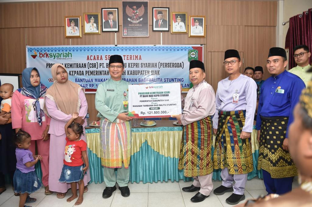 Kepedulian Atasi Stunting, BRK Syariah Salurkan Bantuan Makanan Tambahan Senilai Rp121 Juta untuk Balita di Kabupaten Siak