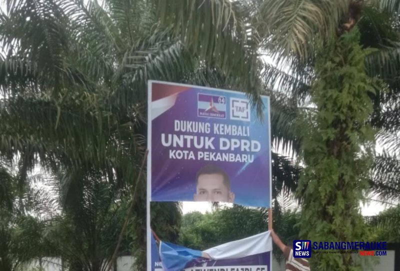 Main Kasar, Sejumlah Baliho Caleg Partai Demokrat Kota Pekanbaru Dirusak Orang Tak Dikenal