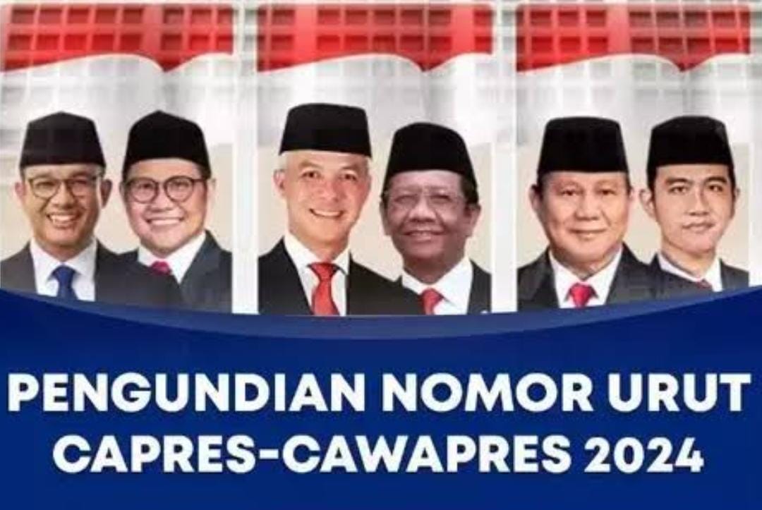 Nomor Urut Pilpres 2024: Anies-Cak Imin 1, Prabowo-Gibran 2, Ganjar-Mahfud 3