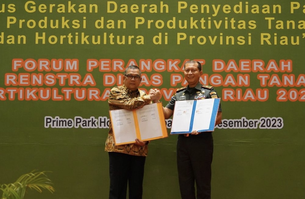 Susul Mentan dan Panglima TNI, Pemprov Riau-Korem 031/WB Jalin Kerjasama di Bidang Pertanian