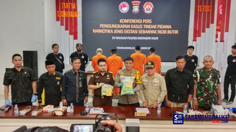 Polres Inhil Ungkap Jaringan Narkotika Lintas Negara, Barang Bukti 9.638 Butir Pil Ekstasi