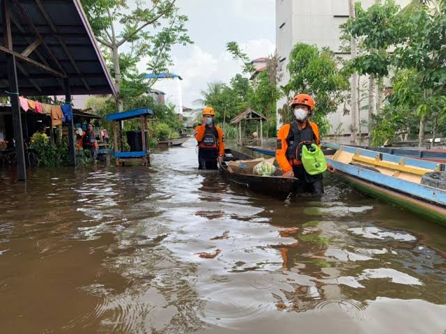 Gara-gara Banjir, Makanan Untuk 2 Gajah di TWA Buluh Cina Kampar Diantar Pakai Perahu