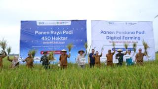 Panen Raya Perdana Demplot Digital Farming di Kabupaten Rokan Hilir 