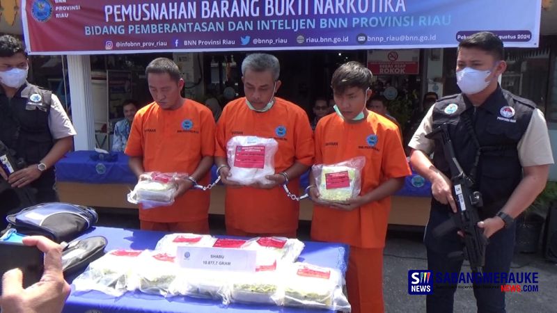 BNN Riau Musnahkan 10 Kilogram Lebih Sabu dari Jaringan Internasional Malaysia-Dumai