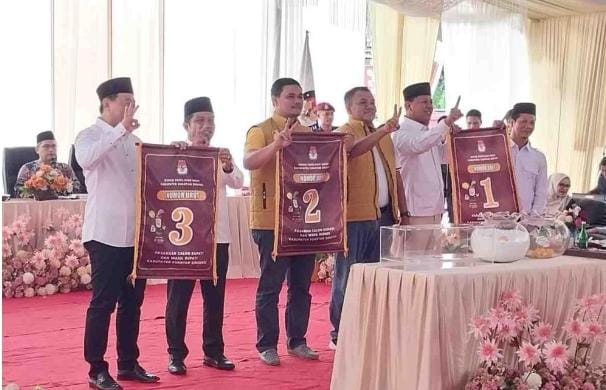 Hasil Pengundian Nomor Urut Pilkada Kuansing 2024: SDM Nomor 1, AYO Nomor 2, HS Nomor 3