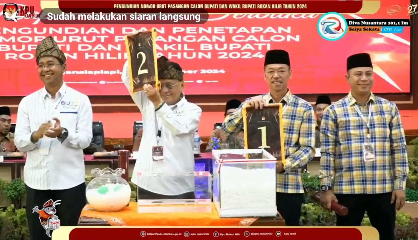 Pilkada Rokan Hilir 2024: Afrizal Sintong-Setiawan Nomor Urut 1, Bistamam-Jhony Charles Nomor Urut 2