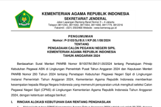 Kemenag RI Resmi Buka Pendaftaran CPNS 2024, Ini Daftar Formasinya