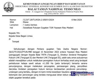 Yayasan Riau Madani Sebut Bupati Pelalawan Diduga Lakukan Pembohongan Publik, Mengaku Tak Disurati Putusan Hukum Kebun Sawit di TNTN, Ini Faktanya