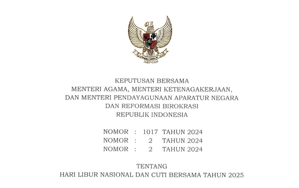 Inilah Daftar Hari Libur Nasional dan Cuti Bersama Tahun 2025, Totalnya 27 Hari