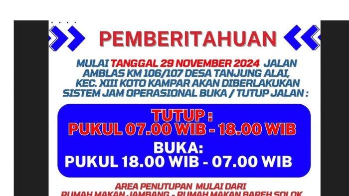 Jalan Lintas Riau-Sumbar Dibuka Malam Hari, Ini Jadwalnya