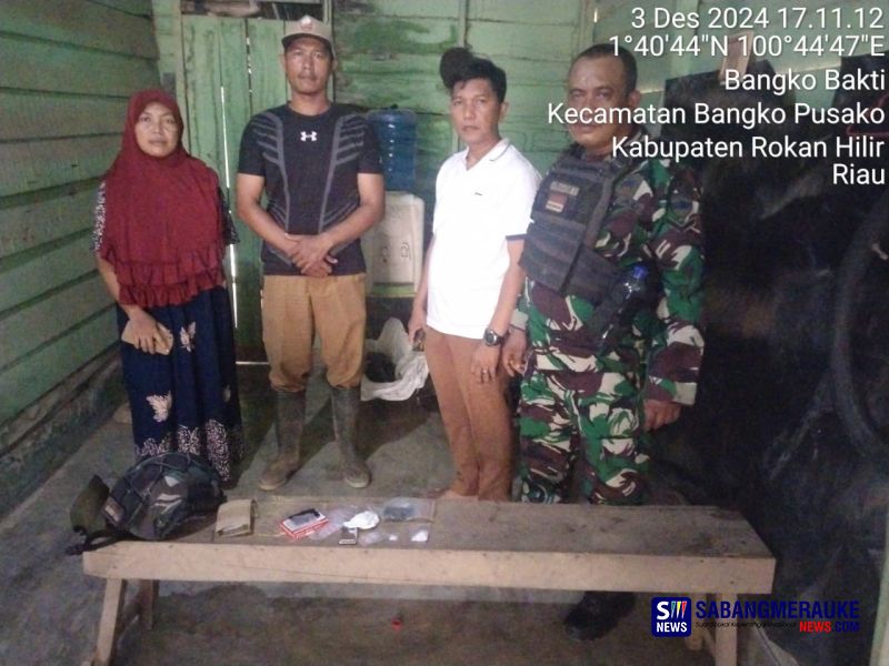 Babinsa di Rohil Gerebek Sarang Narkoba, Amankan 6 Paket Sabu