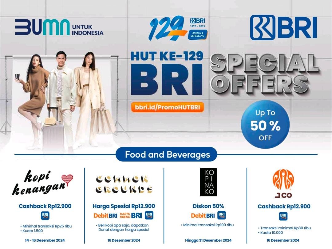 Buruan Raih Promo Spesial HUT 129 BRI, Cek Infonya di Sini