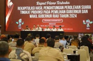 KPU Riau Gelar Pleno Rekapitulasi Hasil Penghitungan Suara Calon Gubernur dan Wakil Gubernur 2024