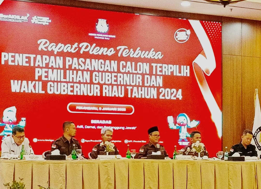 KPU Riau Selenggarakan Rapat Pleno Terbuka Penetapan Pasangan Calon Terpilih Pilkada Gubernur dan Wakil Gubernur Riau Tahun 2024