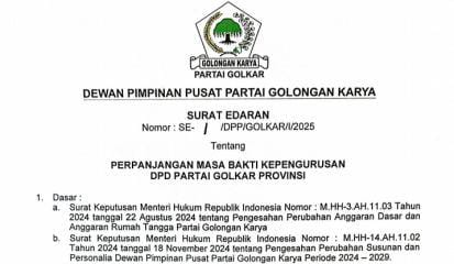 Tok! Masa Kepengurusan DPD Golkar Riau Diperpanjang, DPP Segera Tetapkan Jadwal Musda