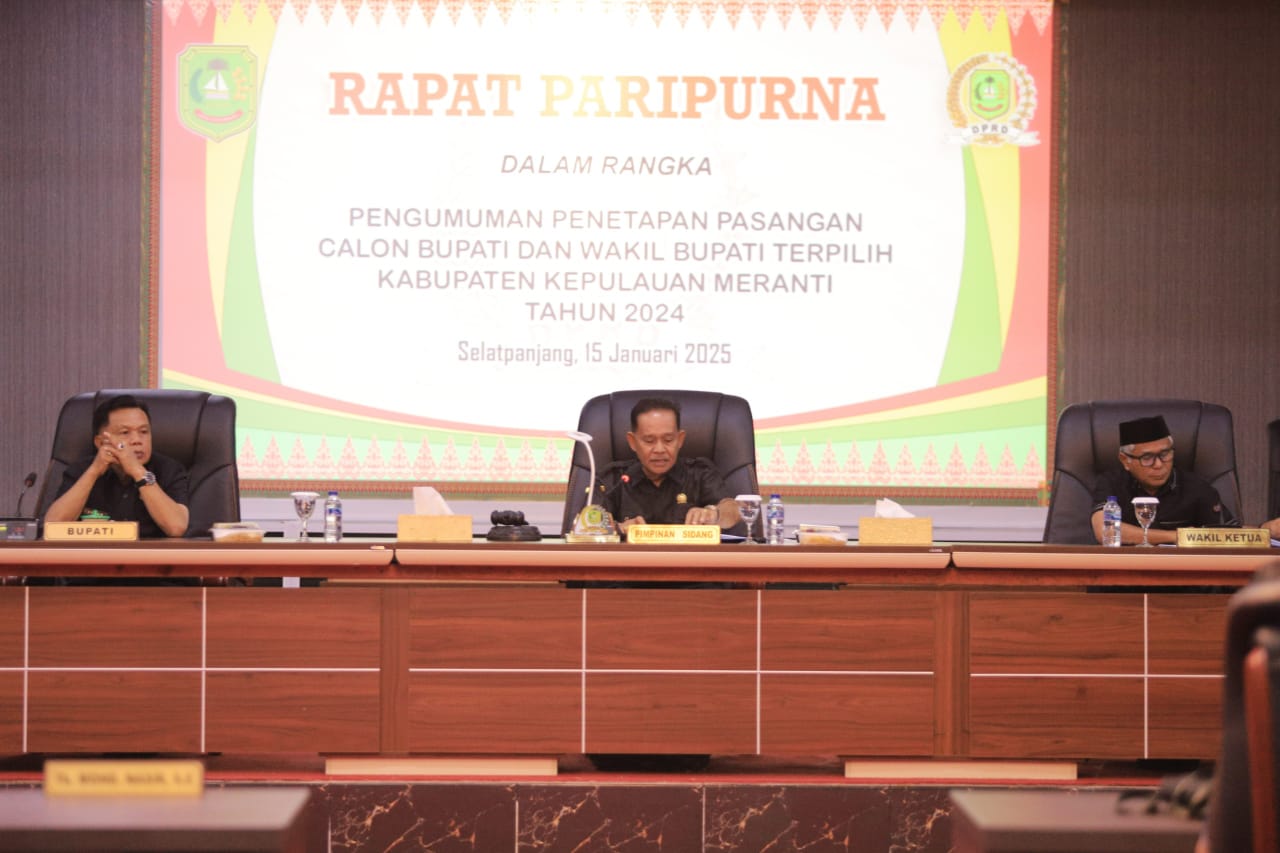 DPRD Gelar Rapat Paripurna Pengumuman Penetapan Asmar-Muzamil Bupati dan Wakil Bupati Meranti Terpilih