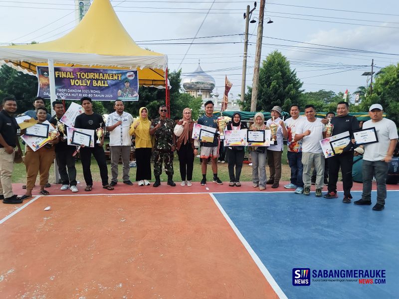 Tim Anugerah Tundukkan Tim Mandala , Sabet Juara Turnamen Bola Voli Piala Dandim 0321/Rohil 2025