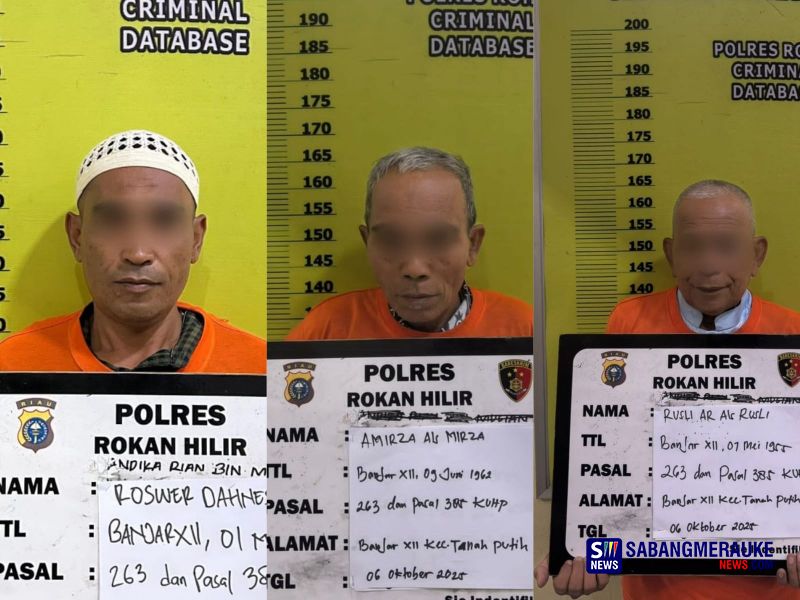 Polres Rokan Hilir Ungkap Dugaan Pemalsuan Surat dan Penggelapan Hak Atas Lahan, Tiga Tersangka Ditetapkan Termasuk Mantan Lurah