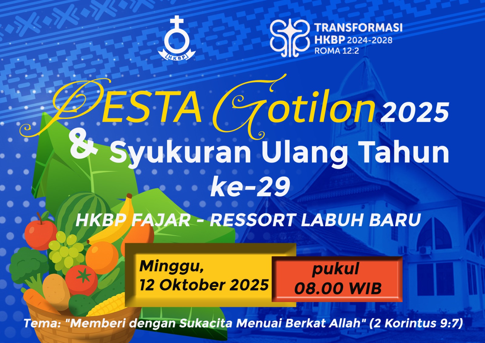 Besok HKBP Fajar Ressort Labuh Baru Gelar Pesta Gotilon 2025 dan Syukuran HUT ke-29 