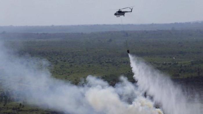 Taman Nasional Tesso Nilo Terbakar, Pemadaman Andalkan Helikopter Water Bombing