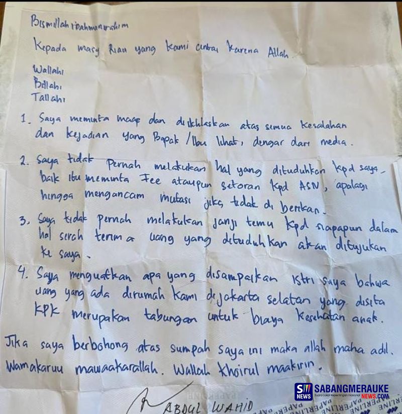 Viral! Abdul Wahid Bantah Terlibat Tipikor, KPK Cepat Beri Tanggapan Usai Surat Tulisan Tangan Beredar ke Publik