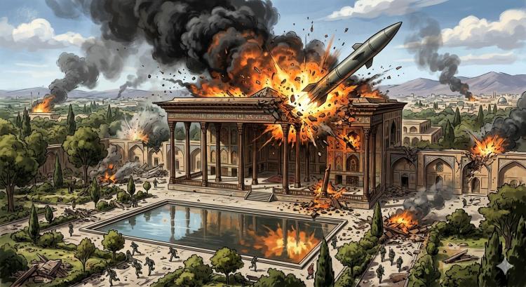 Rudal Hantam Situs Bersejarah Iran, Istana Chehel Sotoun Berusia 300 Tahun Rusak Parah