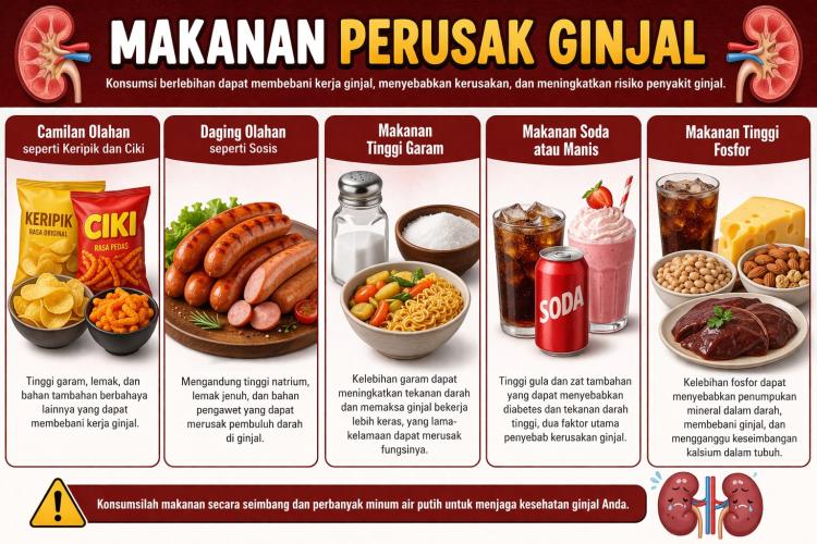 5 Makanan yang Dapat Merusak Ginjal dan Perlu Dibatasi Konsumsinya