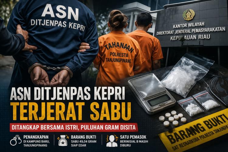 Dibekuk Polisi! ASN Ditjenpas Kepri dan Istri Buka Lapak Sabu di Rumah Sendiri 