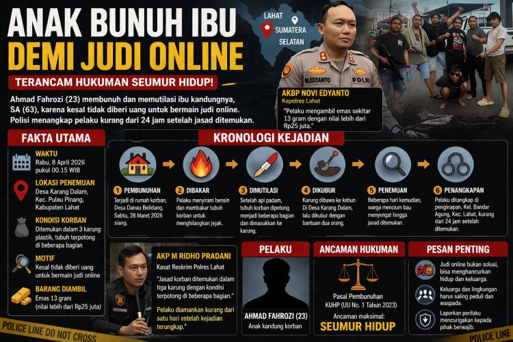 Anak Durhaka Lahat Bakar Ibu Sebelum Dimutilasi Demi Judi!
