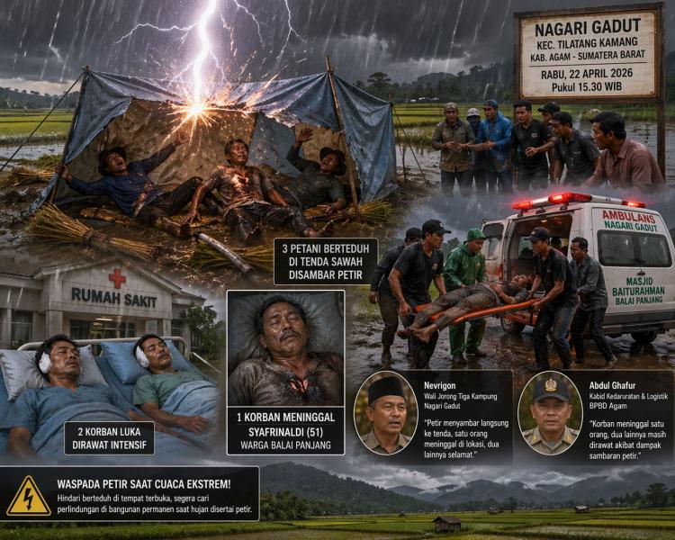 Dada Gosong Tersambar Petir, Nyawa Petani di Nagari Gadut Melayang Seketika!