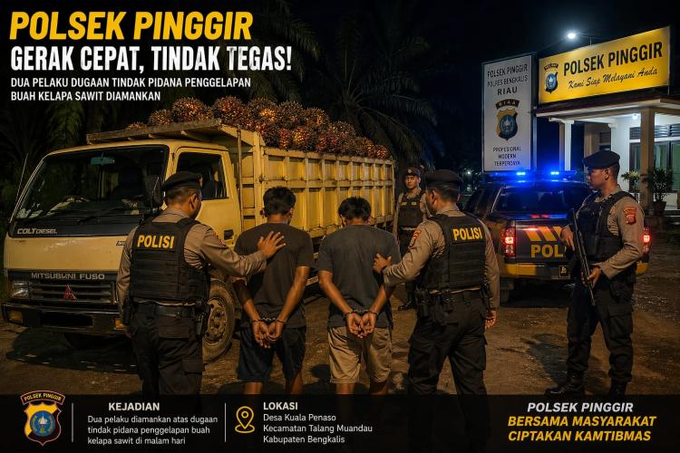 Aksi Nekat di Tengah Malam! Dua Pelaku Penggelapan Sawit Ditangkap Saat Beraksi di Bengkalis