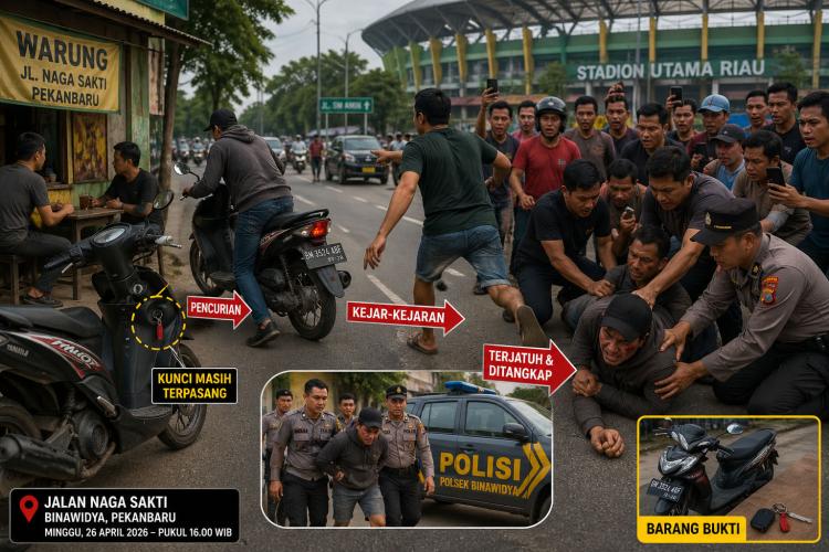 Maling Motor Stadion Utama Riau Nyaris Tewas! Kunci Nyantol Jadi Petaka, Warga Ngamuk Brutal