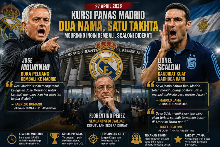 Scaloni Didekati, Mourinho Menunggu! Perebutan Kursi Pelatih Real Madrid Memanas