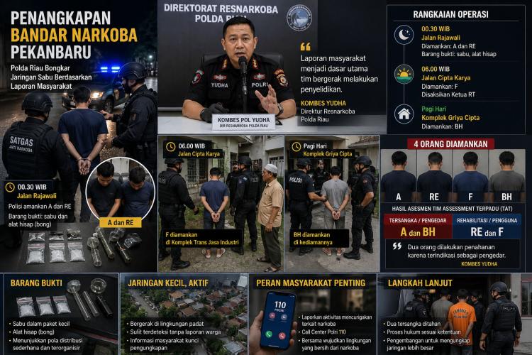 Polda Riau Amankan Dua Pengedar Narkoba Hasil Pengembangan Laporan Masyarakat