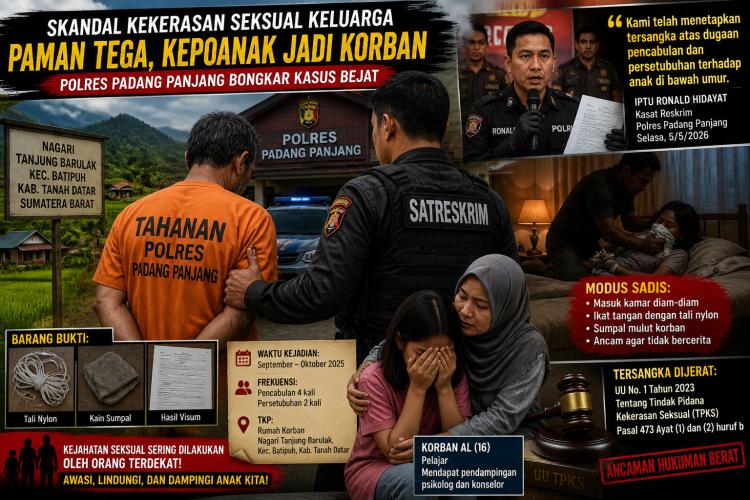 Paman Tega di Tanah Datar! Aksi Keji Terbongkar, Korban Diikat dan Dibungkam