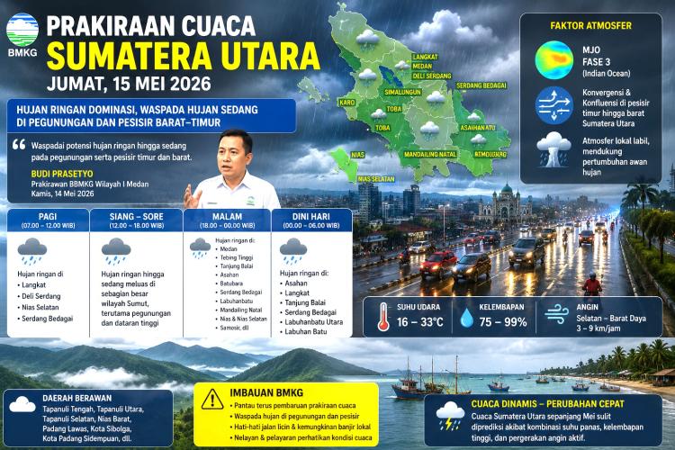 Jangan Jemur Baju Dulu! BMKG Ramal Hujan Petir Hantam Sumatera Utara Jumat Ini